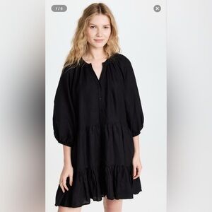 Apiece Apart Mini Mitte Dress in Black Linen